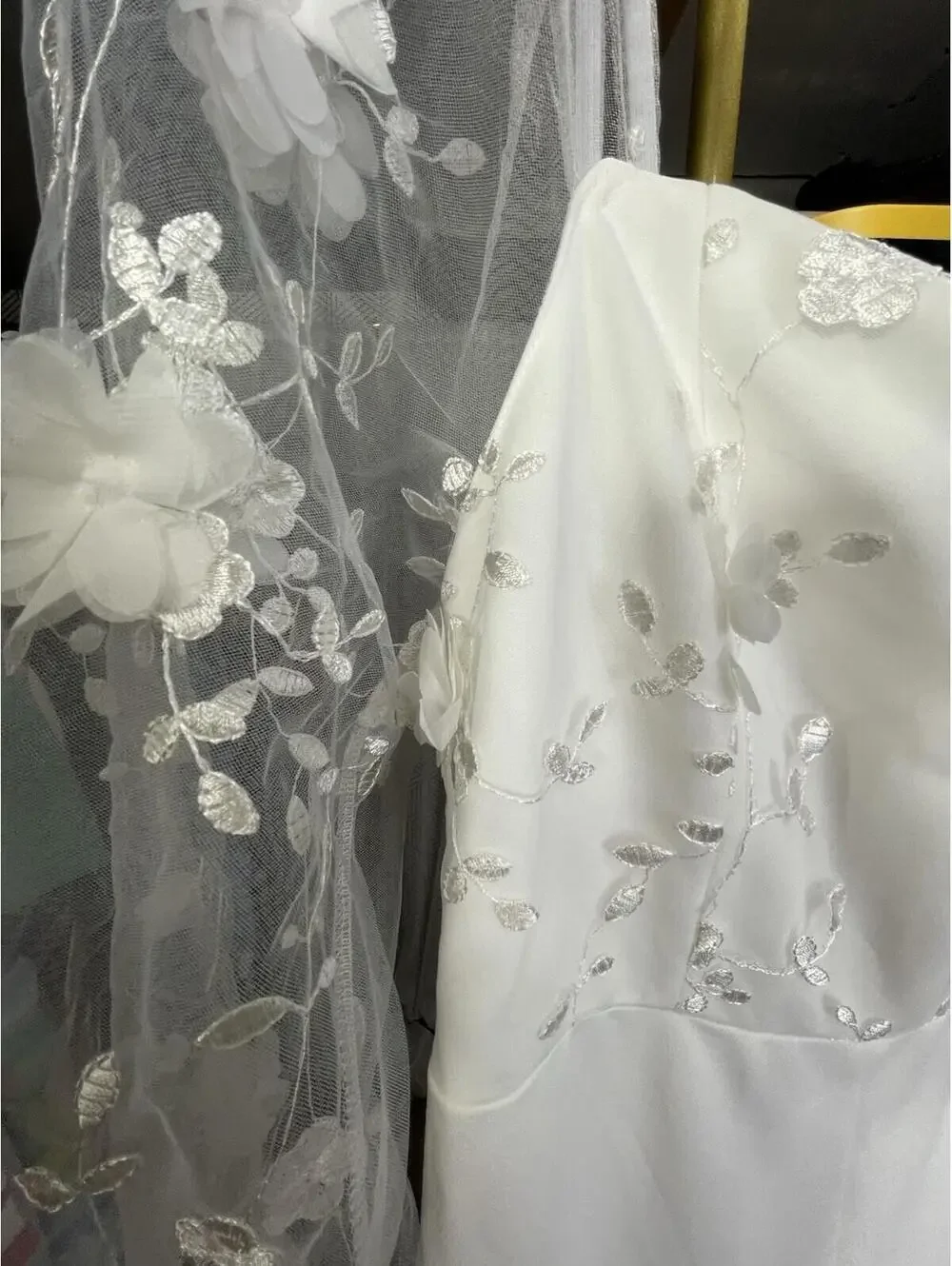 NWT JJ’s House White Bridal Jumpsuit With Sheer Floral Sleeves Back Zip Sz Small